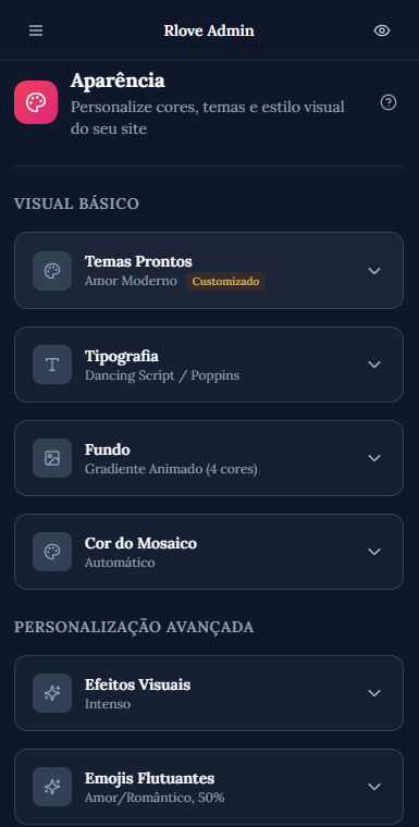 Cores e fundo