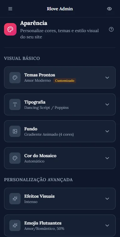 Cores e fundo